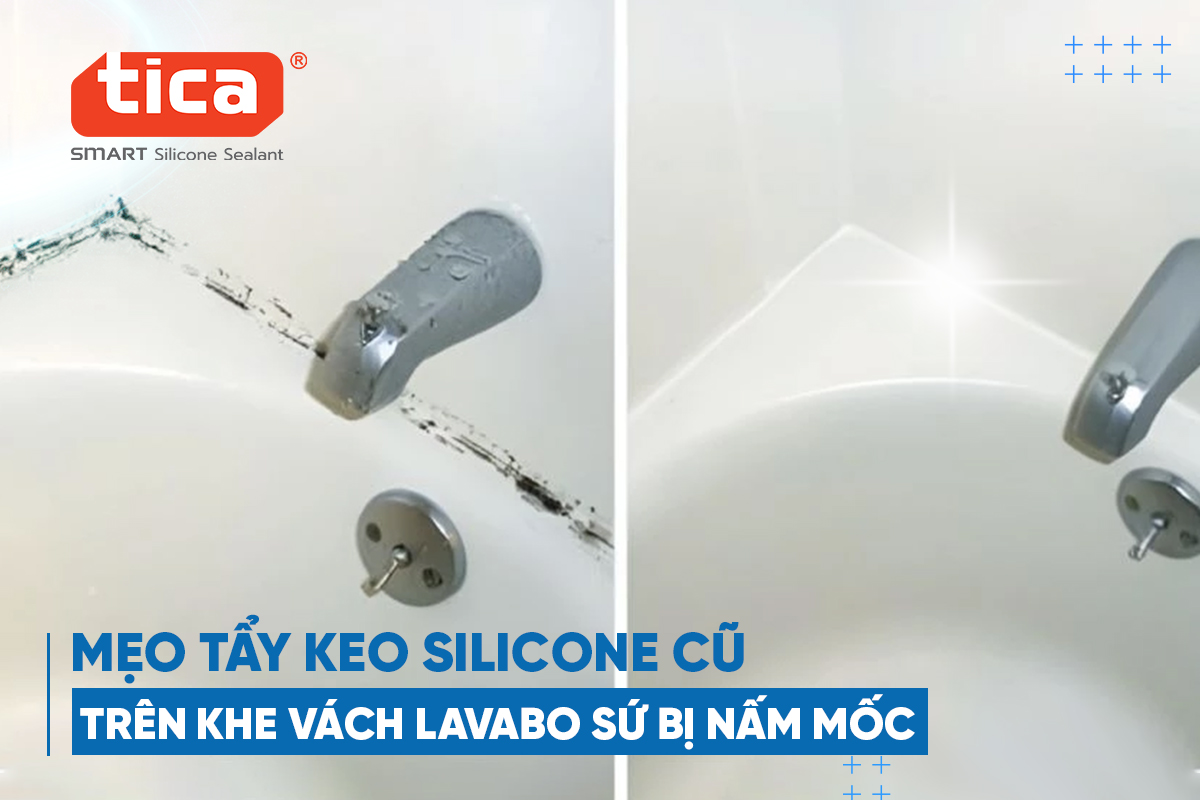 Mẹo tẩy keo silicone cũ trên khe vách lavabo sứ bị nấm mốc